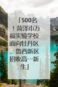 500名！菏泽市万福实验学校面向牡丹区、鲁西新区招收高一新生