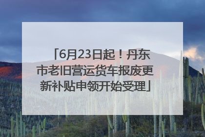 6月23日起！丹东市老旧营运货车报废更新补贴申领开始受理